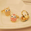 Cute Beads Resizable Owl Ring